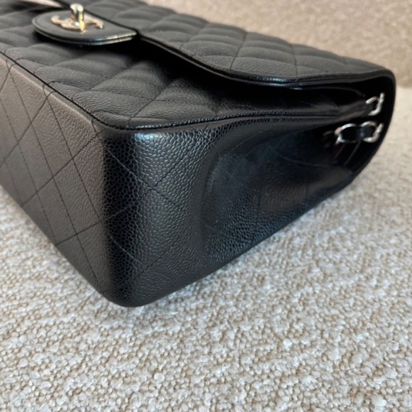 Authentic Chanel Classic Flap Jumbo Black Caviar SilverTone Hardware - Picture 9 of 15
